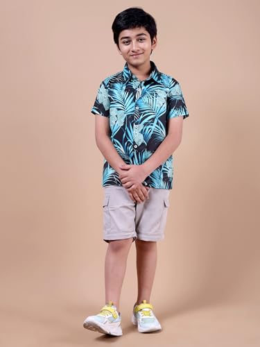 Image of Boys Printed Casual Shirt Short Sleeve Button Down Beach Shirt for Kids