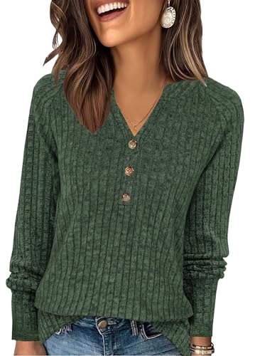 Womens Sweaters Fashion Long Sleeve Shirts V Neck Pullover Trendy Casual Loose Fit Sweatshirt