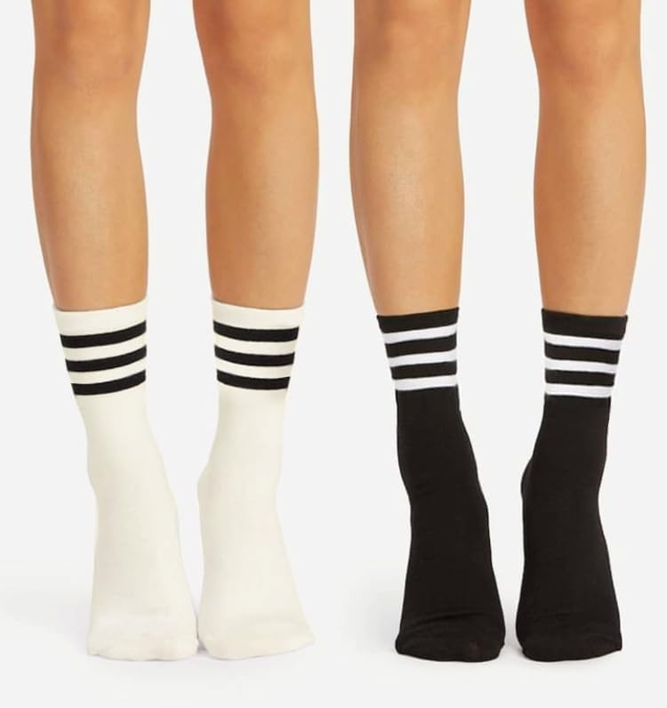 Miniatura 3 de 4 pares de calcetines a rayas para mujer, calcetines deportivos retro de algodón, elásticos, calcetines novedosos, unisex, multicolor