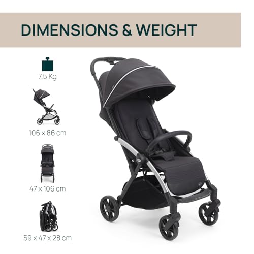 Image of Chicco Goody XPlus Stroller | One-Touch Self-Fold | Padded Seat & Shock-Absorber Wheels | 4 Recline Positions | Adjustable Backrest | Birth to 4 Years | UV50+ Extendable Canopy | Ebony Colour