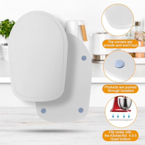 Image of Bamboo Mixer Slider Mat for Tilt Head Kitchen Aid 4.5-5 Qt Stand Mixer, Appliance sliding mat for kitchenaid Artisan 4.5-5 Qt, Kitchen Countertop Storage Mixer Moving Tray Attachments White