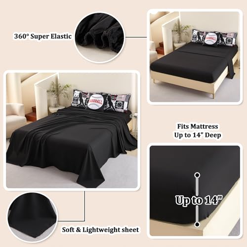 ASKOTU 6 Pcs Twin Bedding Set for Boys, Baseball Sports Boys Bedding Twin Comforter Set with Sheets — view 3