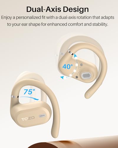 Image of TOZO Open Ear Earbuds, AI Translation Earbuds Real Time 145+ Languages, 60H Translator Ear Buds Audifonos Traductores Ingles Espanol, Bluetooth Headphones 5.4 with Smart Display for Office