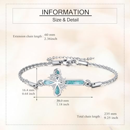 YAFEINI Crown of Thorns Bracelet Sterling Silver Catholic Cross Bracelet Thorns Crown Catholic Jewelry for Men3