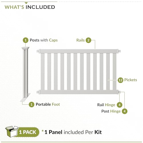 3.1ft H x 5.4ft W (1 Panel + 1 Post) Freestanding Zippity Davidson Fence Kit, White Vinyl Picket Fences Panel, Portable Outdoor & Indoor Fencing for Temporary Events, Easy Install for Yard, ZP19062 - Thumbnail 4