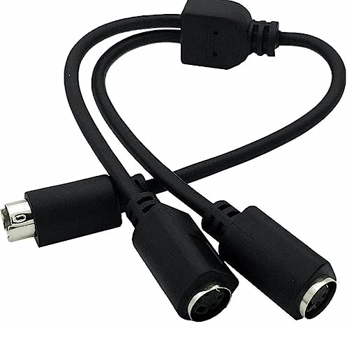 Traovien S-Video 4 Pin Mini DIN Y Splitter Connector Cable Male to 2 Female Extension Adapter Cable 0.3m