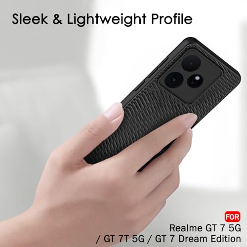 Image of TheGiftKart Back Cover Case for Realme GT 7 5G / GT 7T 5G / GT 7 Dream Edition | Slim & Lightweight | Ultra-Premium Design | Camera Protection Bump | Fabric Texture Case Cover (PC & TPU, Black)