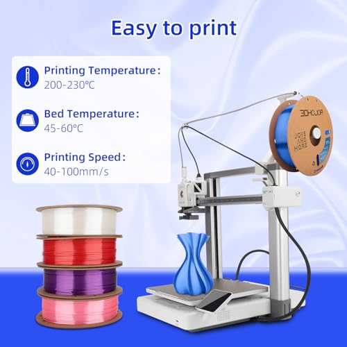 Image of 3DHoJor Silk PLA Filament 1.75mm, PLA Filament 1.75mm Silk Shiny 3D Printer Filament, 1kg*2 Cardboard Spool, Dimensional Accuracy + /- 0.03 mm, Fit Most FDM Printer(Silk Red+Blue)