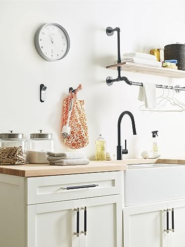Image of Amerock Unison Single Prong Matte Black /Polished Nickel Wall-Mounted Hook