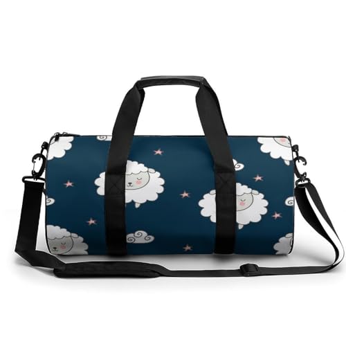 Duffel bag gym et sac de sport dessin animé mouton pour voyage, camping et randonnée