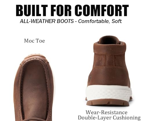 Image of SUREWAY Men's Chukka Boots,Fashion and Comfort Driving Shoes,Lightweight Durability Leather Moc Toe Work Boots