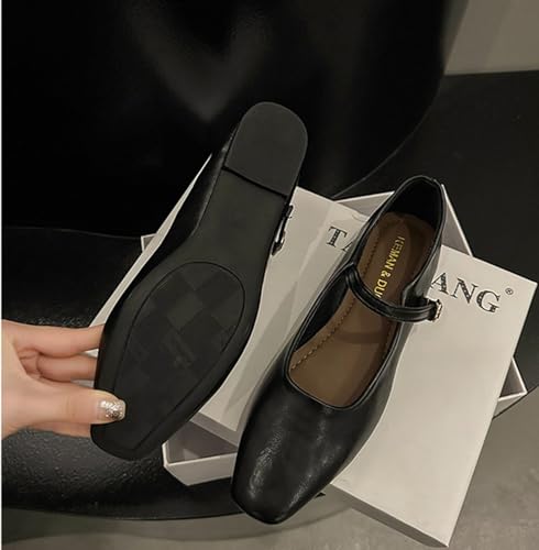 Women's Classic Retro Square Toe Flat Mary Jane Shoes Fashionable and Comfortable Walking Flat Shoes with Buckles4