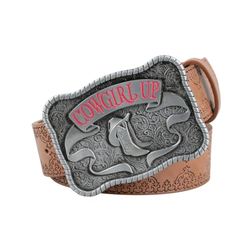 Western Leather Belts for Women, Cowboy Cowgirl Belt, Country Boho Belt,Engraved Buckle Embossed Belts
