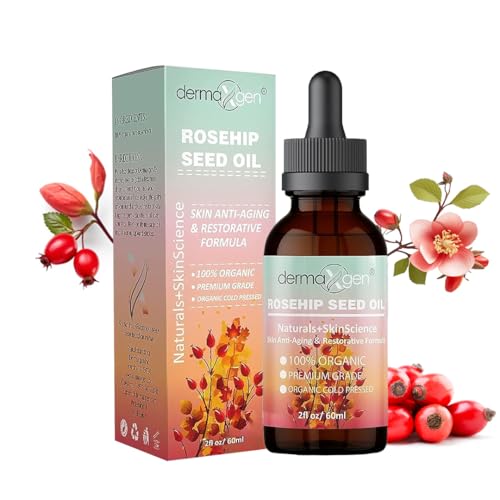 DERMAXGEN Rosehip Seed Oil 2 Fl Oz -100% Organic & Cold Pressed - Anti-aging Moisturizing Treatment For Face, Hair, Skin & Nails, Acne Scars, Anti-wrinkle.