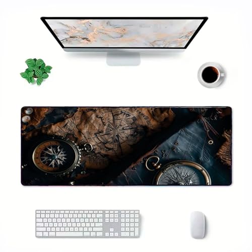 Mouse Pad Gamer Deskpad Speed Extra Grande Profissional com Borda Costurada 80x40cm - Mapa