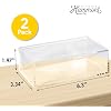 Hammont Clear Acrylic Box with Hinged Lid Small Plastic Organizer for Office, Desk, Makeup, Crafts, Cotton Balls, Jewelry & More | 6.5x3.5x2 (2 Pack)
