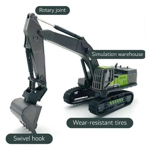 Image of Unbreakable Friction Powered Excavator Truck with All Moving Parts Pull Back Vehicle Engineering Long Crane Die cast Alloy Model Construction Toy for Kids Boys Girls