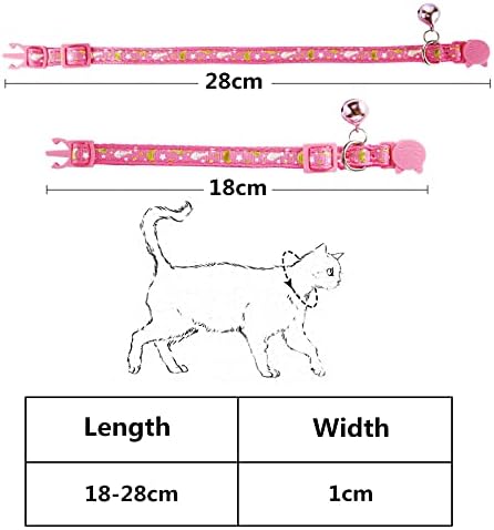 SLSON 3 Pack Cat Collar Breakaway Kitten Collar with Bell Moon Star and Fish Bone Pattern Cat Collars Glow in Dark Adjustable from 18-28cm, Purple, Pink, Black