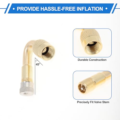 Image of Motoforti 1set 45 Degree Copper Tire Valve Extension with Flexible Plastic 140mm Tyre Valve Inflation Adapter for Car Motorcycle RV Truck Bike