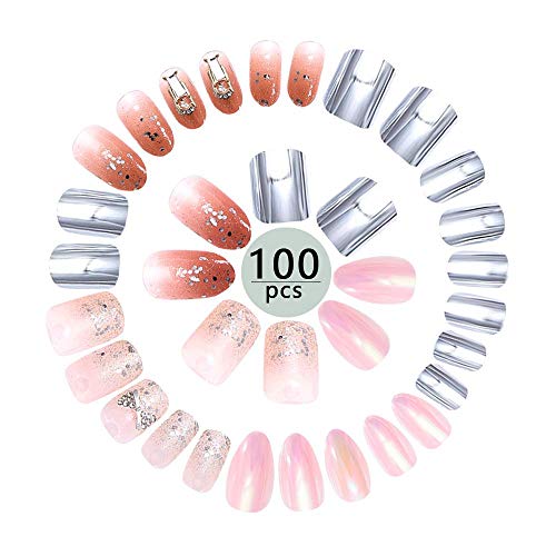 Künstliche Fingernägel, 4 Farben, lang, zum Aufdrücken, Sarg, Kunstnägel, Farbverlauf, Ballerina, Kunstnägel, für Frauen…