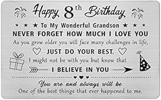FALOGI Grandson 21st Birthday Card, Birthday Gifts for 21 Year Old Grandson, Metal Engraved Wallet Card