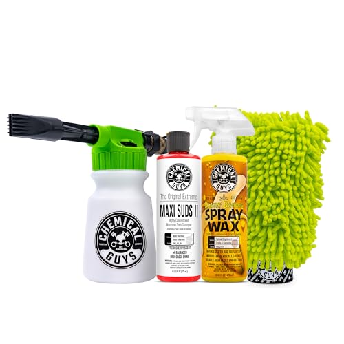 Chemical Guys TORQ Foam Blaster Wash & Wax Kit with Wash Mitt, Maxi Suds II Car Wash Soap, Blazin' Banana Sprayable Car Wax, and Chenille Premium Wash Mitt (4 Items, 32 Fl oz) - image 1