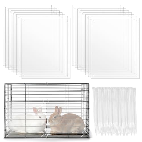 IANFAN 16 Pcs Rabbit Cage Urine Guard 10.2'' x 8.3'' Plastic Pet Splash Guard Panels Liner Protection Clear Edge Liner Guinea Pig Side Lining Habitat Siding Cage Protector