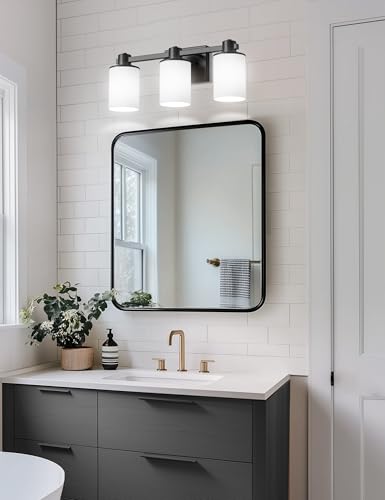 Image of DORESshop Bathroom Vanity Light Fixtures Over Mirror with Milk Glass Shade