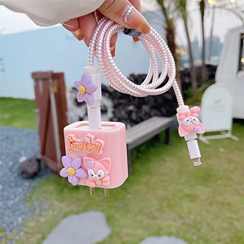 Image of DIY Cable Protector Charger Wire Saver - Data Cable 18W /20W USB-C Charger Line Protector-Compatible with iPhone 14 13 12 11 Pro Max (Pink Bell)