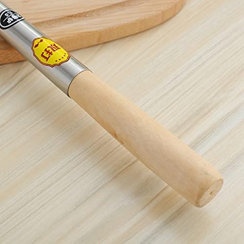 Miniatura 5 de Espátula larga grande de acero inoxidable para cocinero, utensilios de cocina con mango de madera, utensilio de cocina (C 18.5 x 4.3 in)