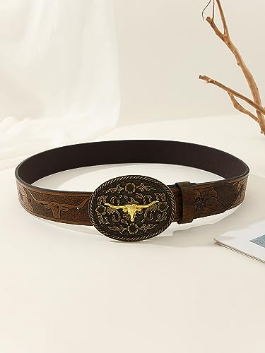 Image of Verdusa Women's Vintage Western Leather Buckle Belt