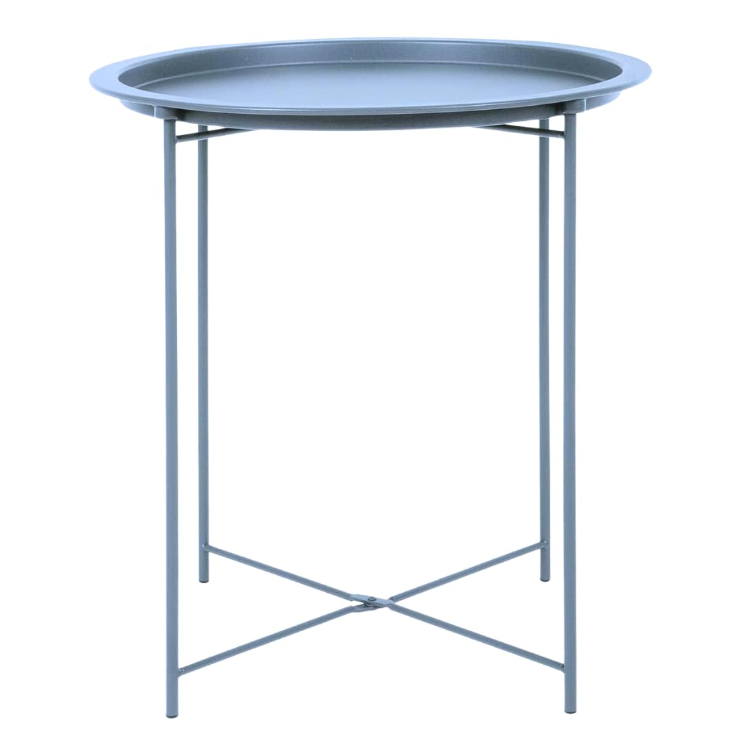 Trendi® Round/Metal Folding/Side Table Tray Top Light/Portable/Coffee/Night Stand Living Room Home Furniture
