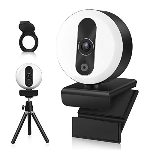 Webcam Hd 2k With Microphone And Adjustable Brightness Ring Light