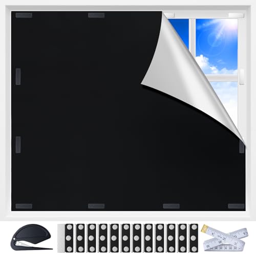 Estores Opacos Magnéticos para Ventana, 100% Cortinas Opacas sin Taladrar, Protección Solar para Interiores, Estores Enrollables Extraíble para Piso Alquilado Dormitorio y Claraboya, 100x150cm, Negro
