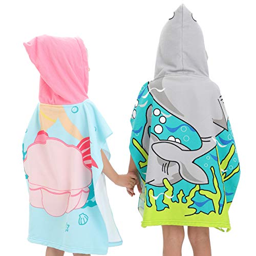 Image of NovForth Kids Beach Towel for Boys Girls, Hooded Bath Towel Wrap, Toddler Pool Towel with Hood