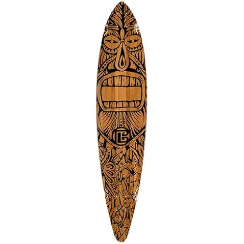 Bamboo Skateboards Pin Tail Skatebaord Deck with Tiki Man Graphic Design - Long Board Deck for Adults and Teens with Printed Graphic, Deck Size 44"x 9.5" Cover