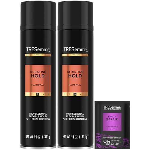 TRESemmé Hairspray, Ultra Fine Hold 2-Pack + Keratin Repair Mask – Moisturizing, Anti-Frizz Hair Products
