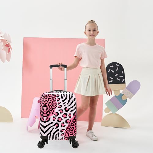 Image of Kids Luggage with Spinner Wheels Carry on Suitcases for Girls 2 Piece Luggage Sets 16 inch Toddler Suitcase for Kids Rolling Suitcase Airline Approved (Pink Leopard)
