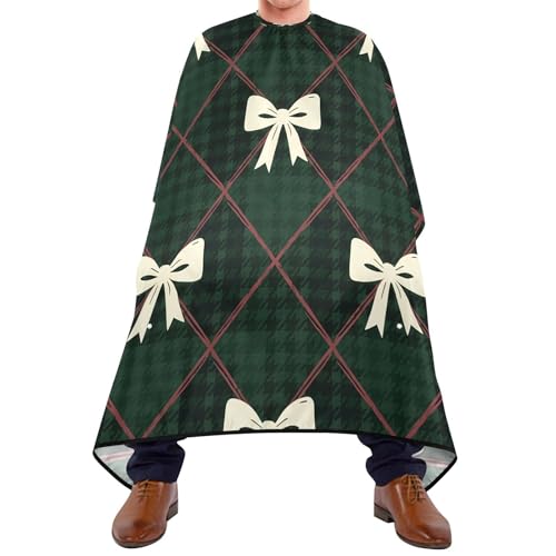 Capa para corte de cabello impermeable profesional a cuadros verde bosque con cierre ajustable de broche para barbería y estilismo miniatura 1