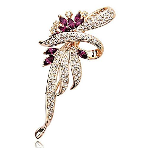 Hosaire. Fancy Vintage Style Brooch Pin Created Crystals Brooch for Women with Purple Created Crystal