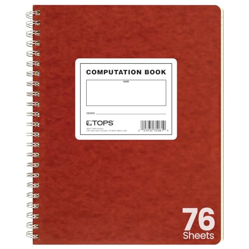TOPS Computation Book, 11.75 x 9.5 Inches, Double Wire, 152 Numbered Pages, Quadrille Ruled, 76 Sheets, White, (35061), Composition