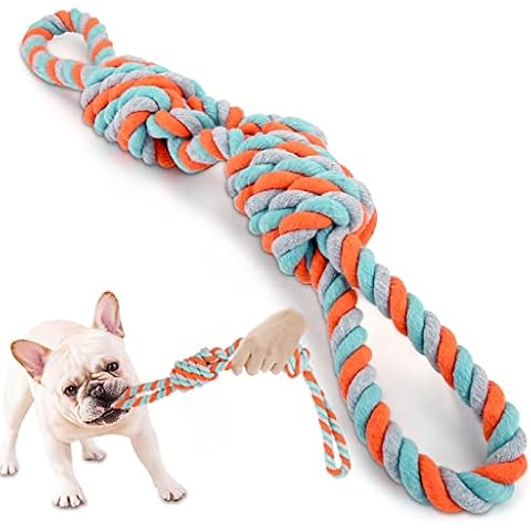 VIEWLON Dog Rope Tug Toys - Tough Dog Chew Toy for Tug of War, 2-Knots Rope Puppy Teething Toys for Boredom, 20inch Interactive Toys for Small/Medium Dog Teeth Cleaning Cover