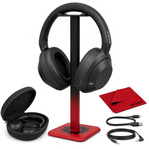 Image of Sony ULT WEAR Noise Canceling Wireless Headphones with Alexa Built-in, Massive Bass Comfortable Design, Black WHULT900N /B Bundle with Pro Audio Headphone Stand + Microfiber Cloth