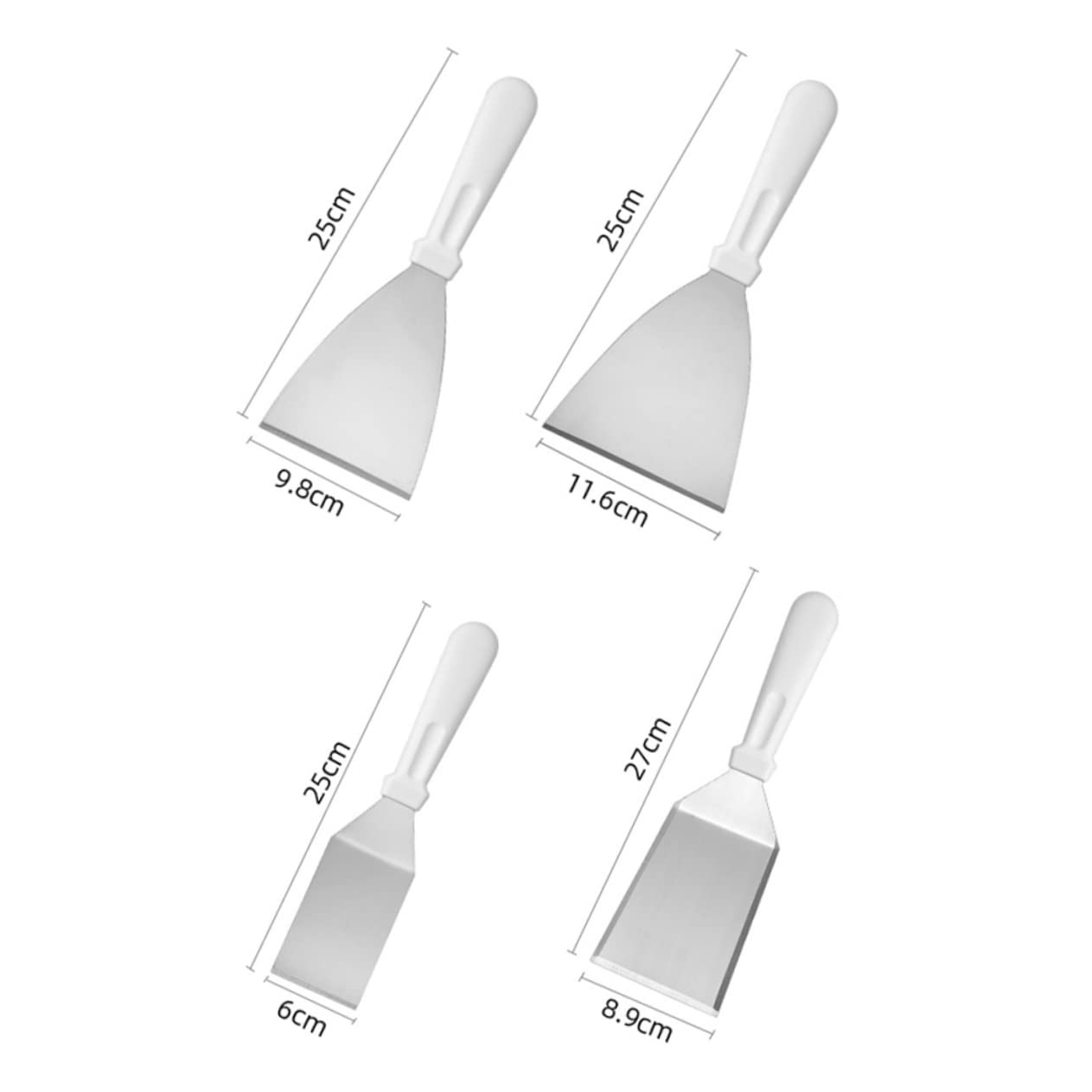 BESTonZON 4pezzi Spatola Cucina in Acciaio per Friggere Bistecca Antiaderente Facile da Pulire e Riporre Manico Ergonomico per Impugnare Comodo