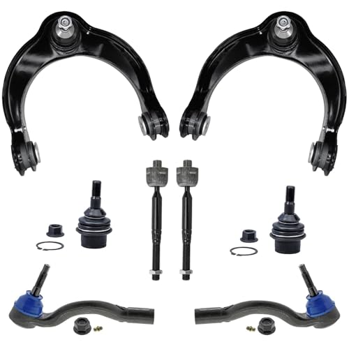 Image of Detroit Axle - 8pc Front End Suspension Kit for 2016-2020 Dodge Durango Grand Cherokee, 2 Upper Control Arms with Ball Joint 4 Inner Outer Tie Rods 2 Lower Ball Joints 2017 2018 2019 Replacement