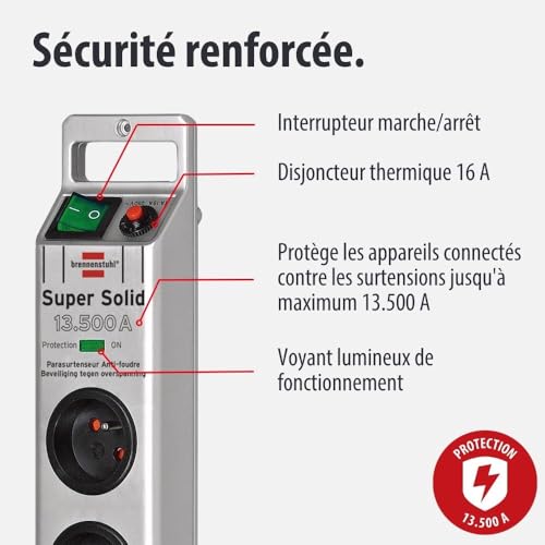 Multiprise Brennenstuhl Super-Solid protégeant vos appareils contre les surtensions - 4