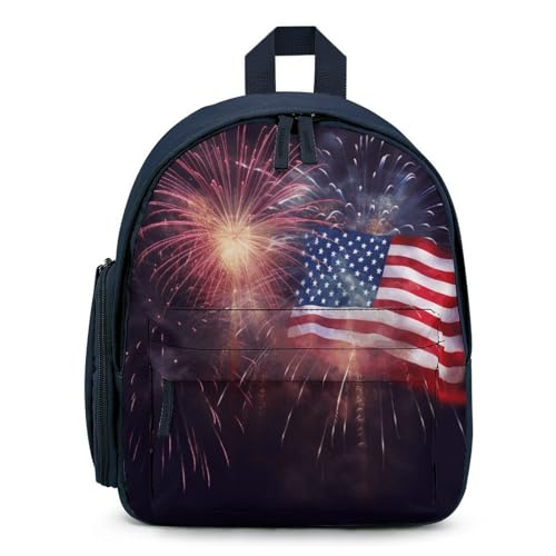 Firework American Flag 4Th of July Mini Backpack Light Weight Small Travel Backpack Shopping Travel Daypack