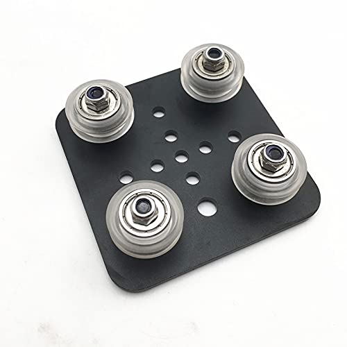 Lysee 3D Printer Parts & Accessories - Aluminum Alloy Open Rail Gantry Plate 20mm Wheeled kit - (Size: with Black Wheels)
