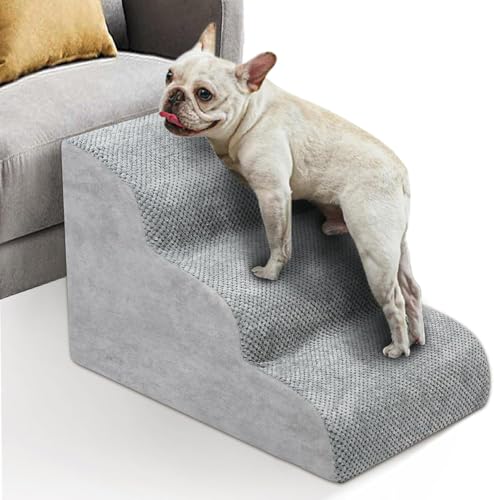 Hundetreppe 3 Stufen, Haustiertreppe für kleine Hunde, Bett, Sofa, wasserdichte Katzentreppe, rutschfest, gringe Neigung, Abnehmbarer waschbarer Bezug, aus Hochdichtem Schwamm, 60x40x40cm Hundetreppe 3 Stufen, Haustiertreppe für kleine Hunde, Bett, Sofa, wasserdichte Katzentreppe, rutschfest, gringe Neigung, Abnehmbarer waschbarer Bezug, aus Hochdichtem Schwamm, 60x40x40cm