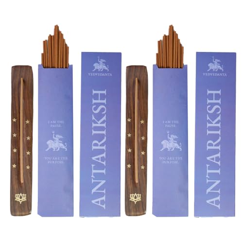 Image of Antariksh Luxury Incense Sticks | 60 Bambooless Incense Sticks | Pure Sheesham Wood Stand | Long Lasting Fragrance | Complete Sensory Journey | Ethically Crafted | Pack of 2
